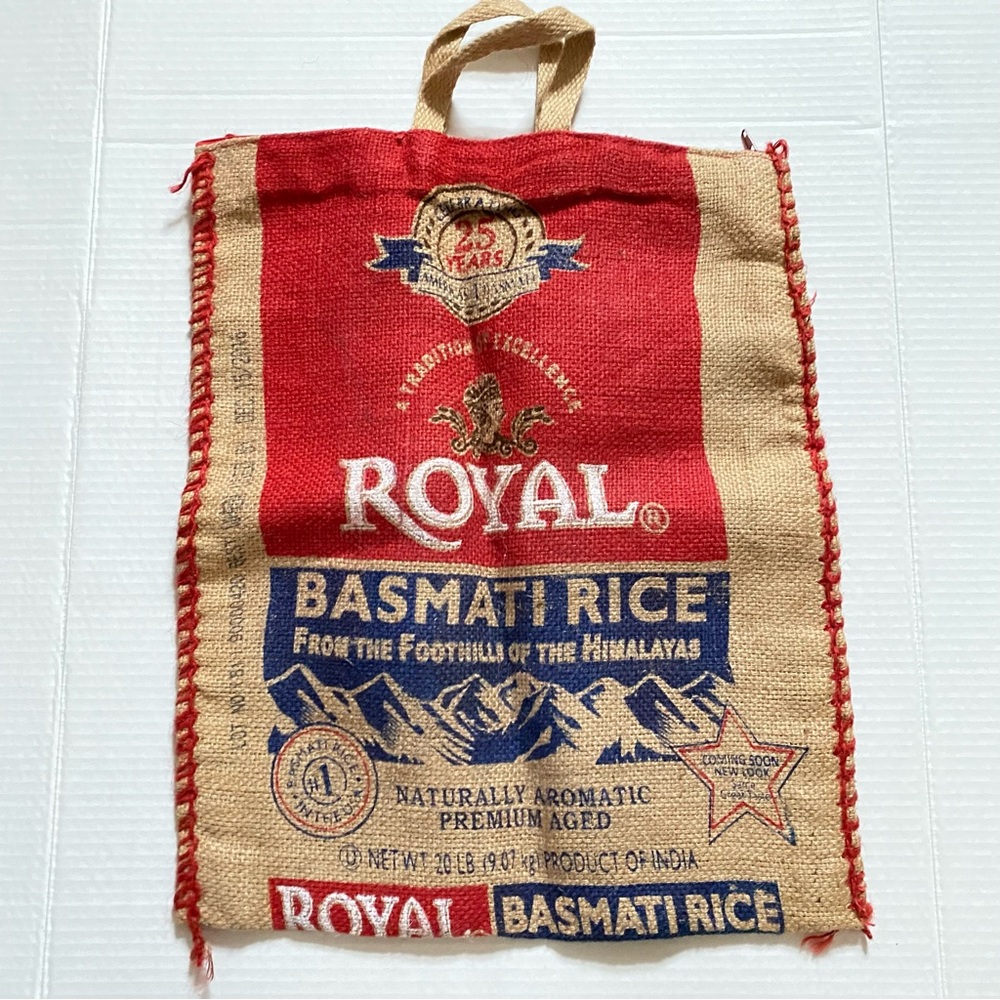 Royal Basmati Rice Burlap Tote Bag with Zipper